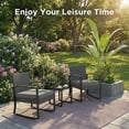 thumbnail image 6 of Patio Furniture Set, 3 PCS Outdoor Rocking Chairs Set with Glass Table for Garden, Backyard, Poolside, Balcony, Patio and Porch, Gray Cushion, 6 of 9