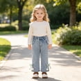 thumbnail image 2 of ZHANGDER Kids Girls Cute Y2K Baggy Jeans with Wide Leg High Waist Denim Pants Pockets, Blue 5 Years, 2 of 6