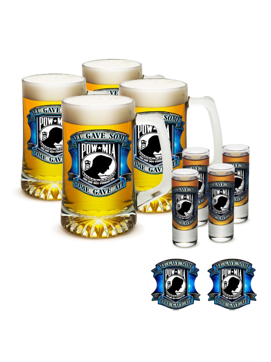 /"ALL GAVE SOME NEW SOME GAVE ALL/" 2 OZ SHOT GLASS POW MIA