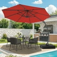 thumbnail image 3 of Dovov 11ft Patio Umbrella with Base, Aluminum Deluxe Round Curvy Cantilever Umbrella Large 360° Rotation Offset Hanging Outdoor Market Umbrellas for Lawn Garden Deck Backyard Pool, Red, 3 of 10