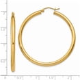 thumbnail image 5 of 14K Yellow Gold Polished 3mm Lightweight Tube Hoop Earrings (45 X 3) Made In Peru t942l, 5 of 6