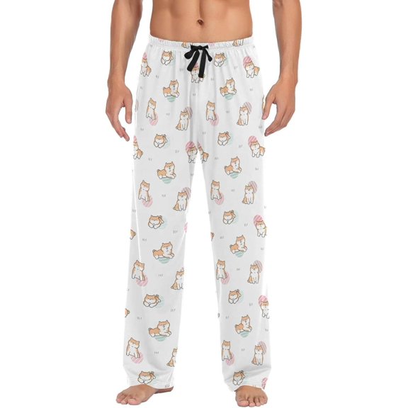 GZHJMY Cute Cartoon Dog Mens Pajama Pants, Comfortable and Soft Men Pajama Bottoms with Pockets and Drawstring, Christmas New Year Birthday Father's Day