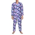 thumbnail image 3 of Kdxio pinkk flower crystal Skull Men’s Pajama Set Pajamas For Men 2 Piece PJ Set with Men Pajama Pants and Long Sleeve T-Shirt Lounge Set-, 3 of 7