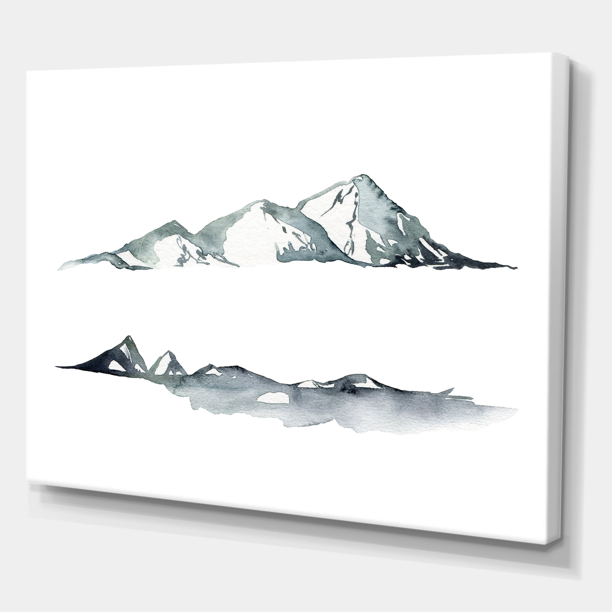 Designart ' Minimalistic Dark Blue Mountains Landscape ' Modern Canvas Wall Art Print