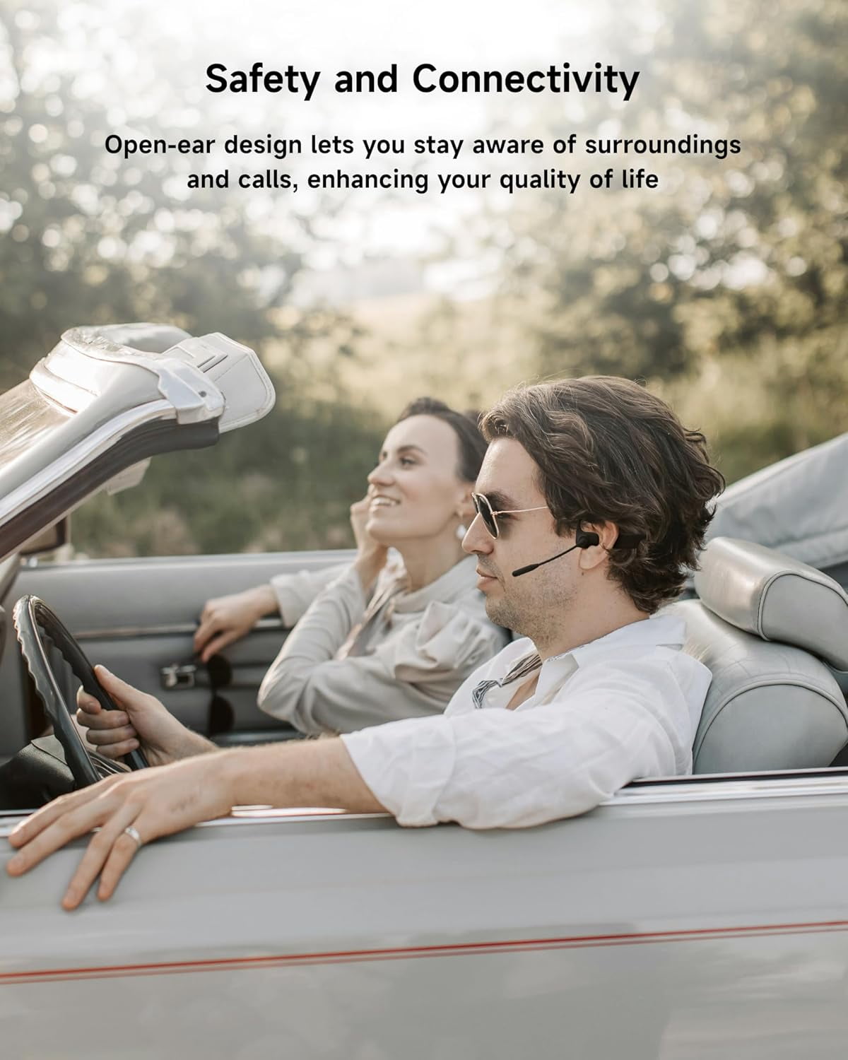 Open-Ear Wireless Headphones Bluetooth 5.3 | Noise Cancelling Mic & Multipoint Connect | Perfect for Office Calls, Driving & Daily Use（Black 1 PCS）