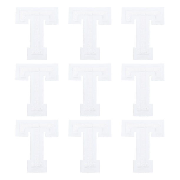 Parche de letras Uxcell T Parches Blancos Letras T Parche Planchar Bordado Aplique Parches para Ropa, Paquete de 9