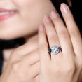 thumbnail image 5 of Rosec Jewels Statement Moissanite Halo Engagement Ring with Lab Blue Sapphire - Circle Ring for Women with Jewelry Box, 14K Yellow Gold, US 10.00, 5 of 9