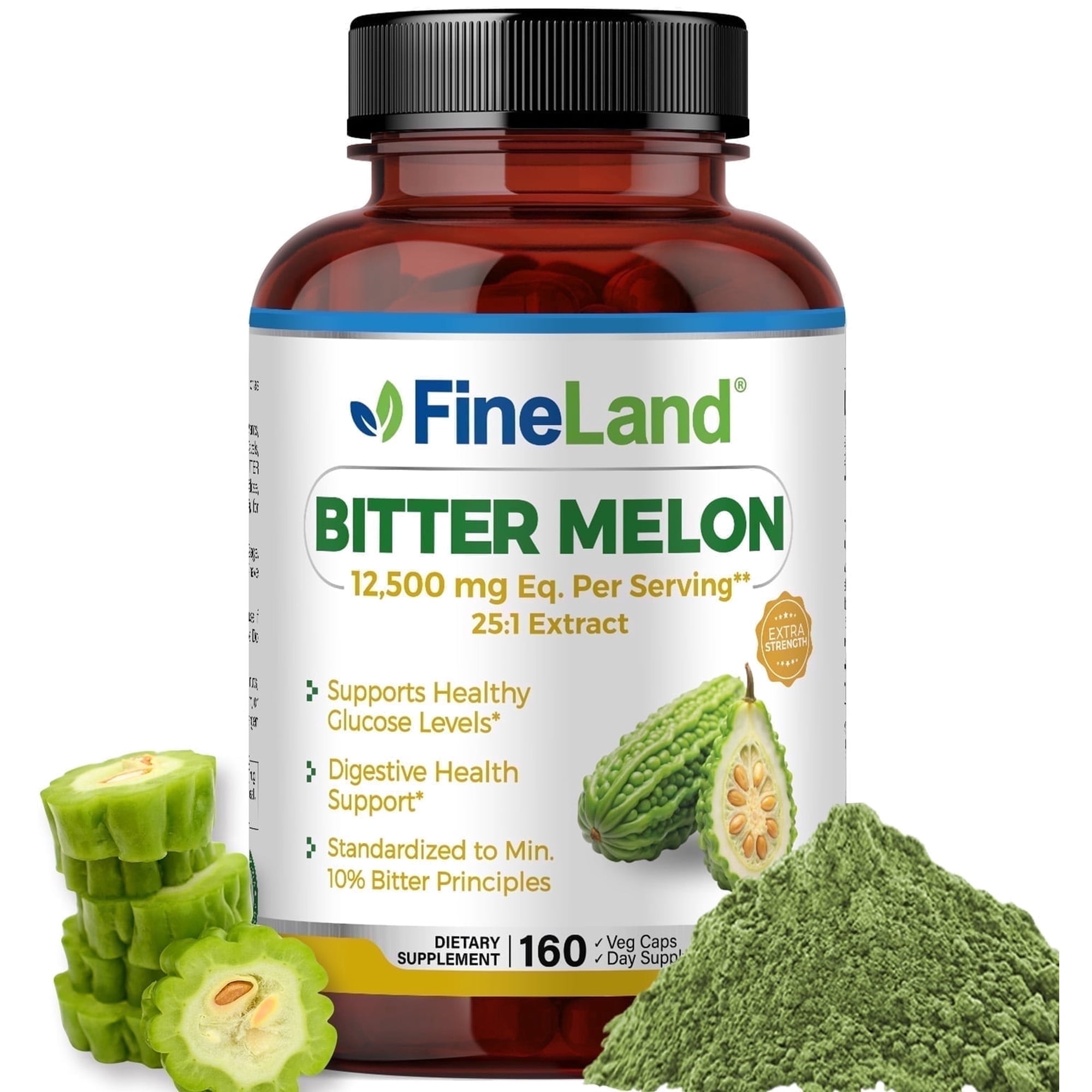 Fineland Vitamins Bitter Melon Extract Vegan Capsules for Healthy Glucose Levels, 160 Count