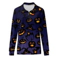 thumbnail image 4 of Femmes Causal Zip Pull Col Manches Longues Sweatshirts Halloween Print Activewear Veste de Course Vin XL, 4 of 5