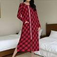 thumbnail image 5 of Hvot&aat Zipper Front Robes for Women Christmas Print Long Sleeve Nightgown Holiday Loungewear, 5 of 7