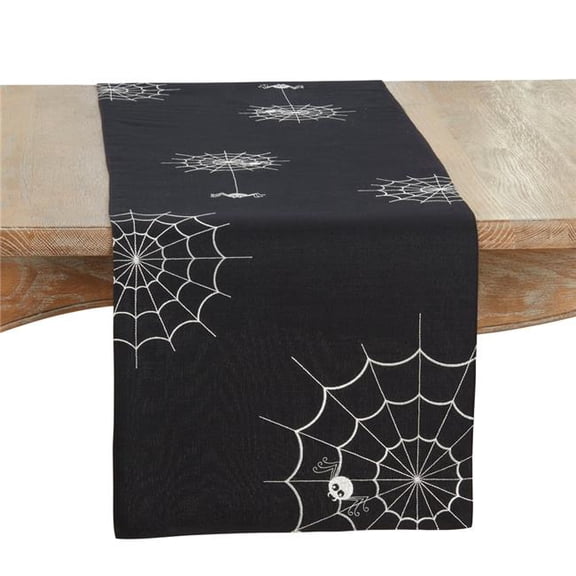 Saro Lifestyle 1686.BK1670B 16 x 70 in. Spiderweb Oblong Table Runner, Black
