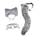 thumbnail image 3 of 3 piezas de orejas y cola de animales para disfraz de fiesta elegante, orejas de peluche, diadema para el cabello para baile de graduación Gris, 3 of 9