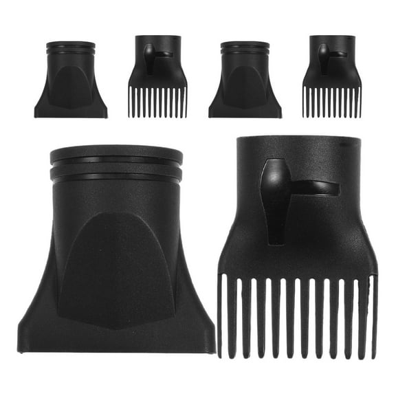 Hemoton 6-Piece Flat Hair Dryer Nozzle Set with Diffuser Attachment for Travel - Black Blow Dryer Accessories