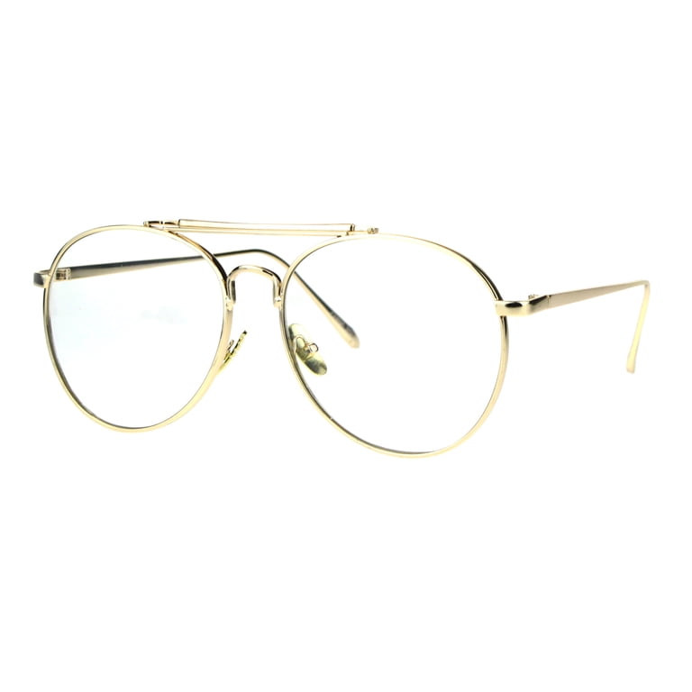 Retro Mens Metal Rim Flat Panel Clear Lens Aviator Eye  display picture 2