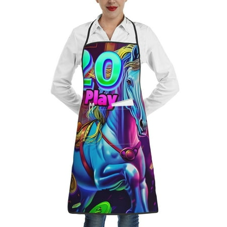 

Easygdp Neon Free Play Apron Waterdrop Resistant with 2 Pockets Oil Resistant Cooking Kitchen Chef Apron for Women Men