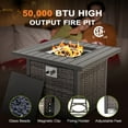 thumbnail image 4 of Nuu Garden Square 30" Outdoor Propane Fire Pit Table, 50,000 BTU Gas Fire Pit with Lid, Hand-Woven Wicker, with Glass Beads and CSA Certification, 4 of 10