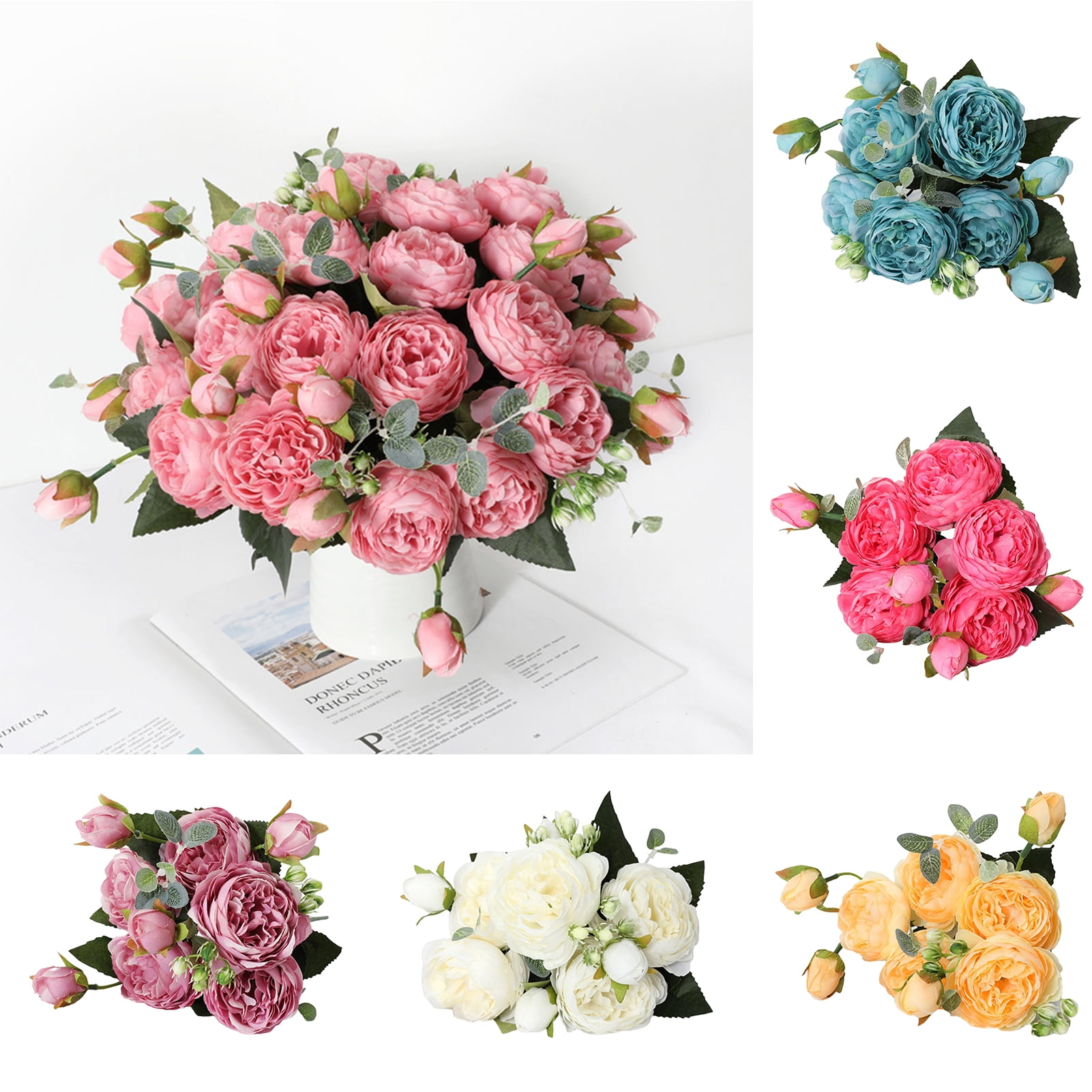 Artificial Flowers Bouquets of Peony Realistic Fake Flower Arrangement is Suitable for Home Decoration of Bridal Bouquet, Living Room Dining Table