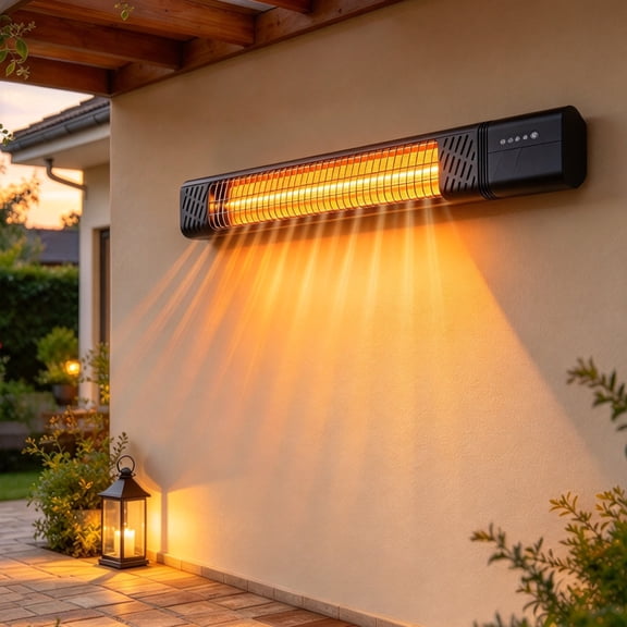 Garvee 1500W Outdoor Infrared Wall Heater, Electric Radiant Heater with Remote, 9 Heat Levels & 24H Timer for Garage & Patio, 120V, Black