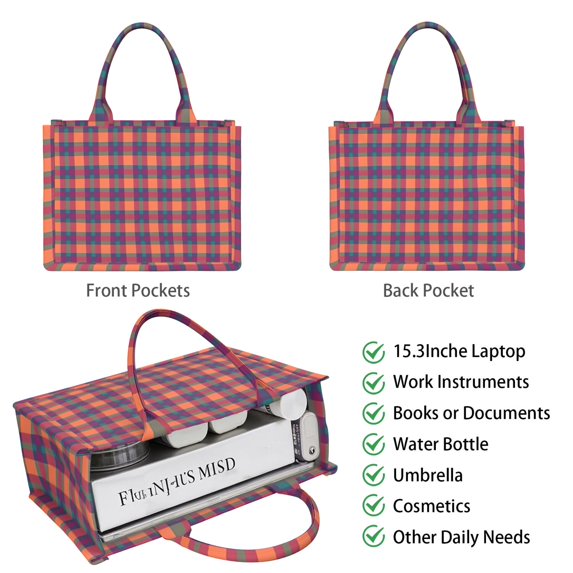 Large Capacity Tote Bag,Multi Color Checkerboard Checkered Pattern Handbag Fashion Luxury Tote Bag,15.7"x13"x 5.1" Inches,Laptop Compatible