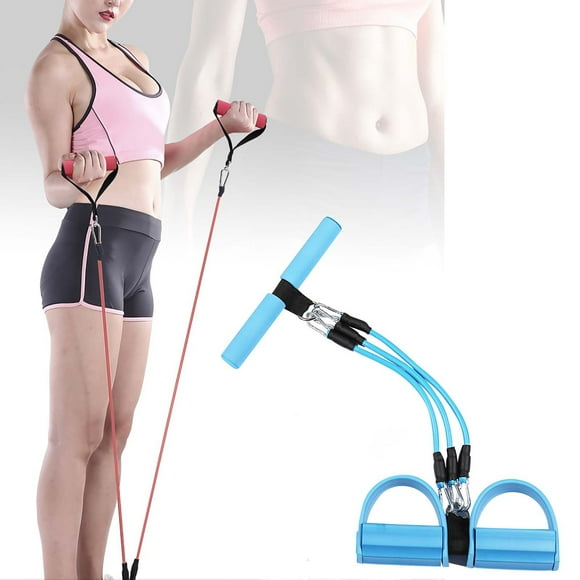 Sit Up Assistant Detachable Three Tube Pedal Resistance Bands Blue Plastic Ab Workout Equipment For Home Fitness Exercise Core Training Fitness Equipment Z-631 Blue