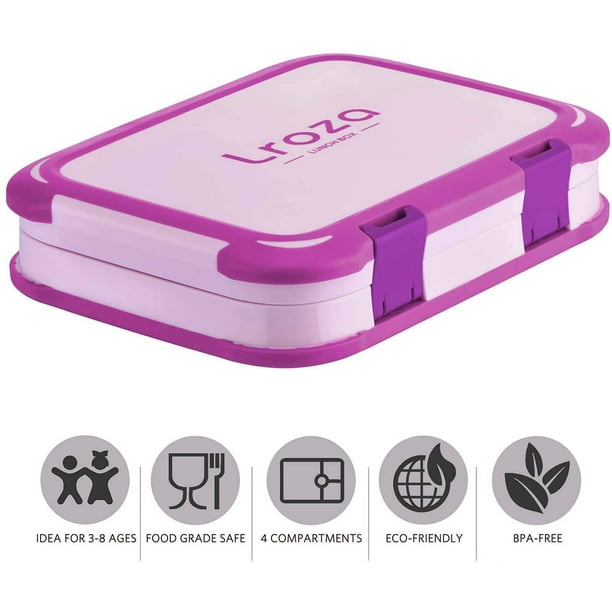 TIME4DEALS Kids Bento Lunch Box 4-Compartment Lunch Container Purple & Blue  - Yahoo Shopping