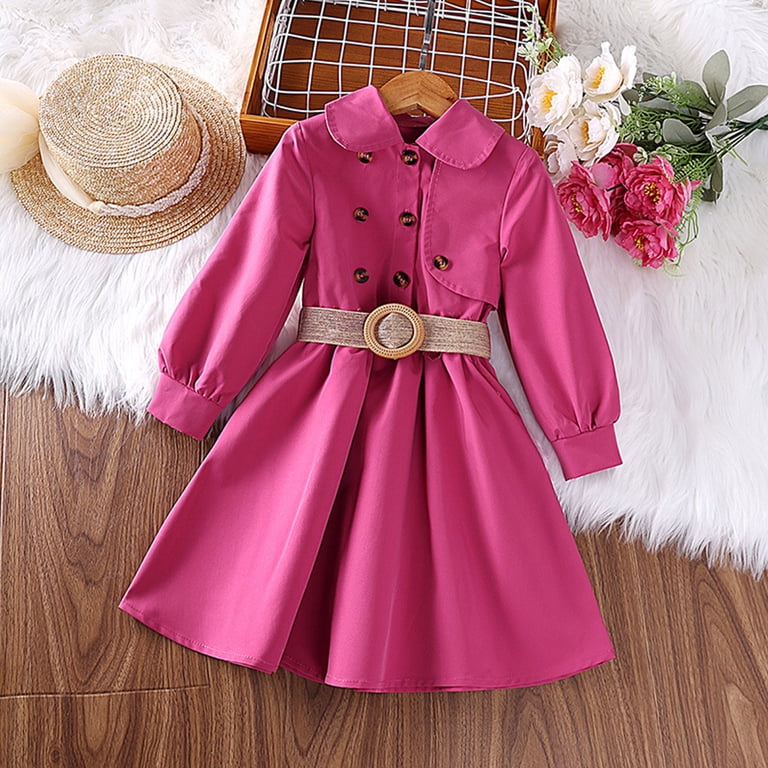 KYAIGUO Toddler Kids Girls Spring Double Breasted Ruffle Dress Trim Belted  Trench Coat Dress Fall Flare Sleeve Windbreaker Outerwear for 4-7T -  Walmart.com