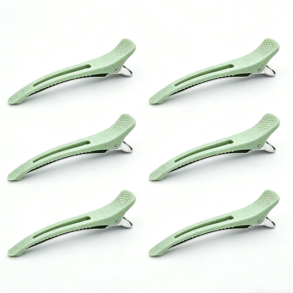 6 Pcs Green No-Trace Hair Sectioning Clips, Non-Slip Salon Styling Clips