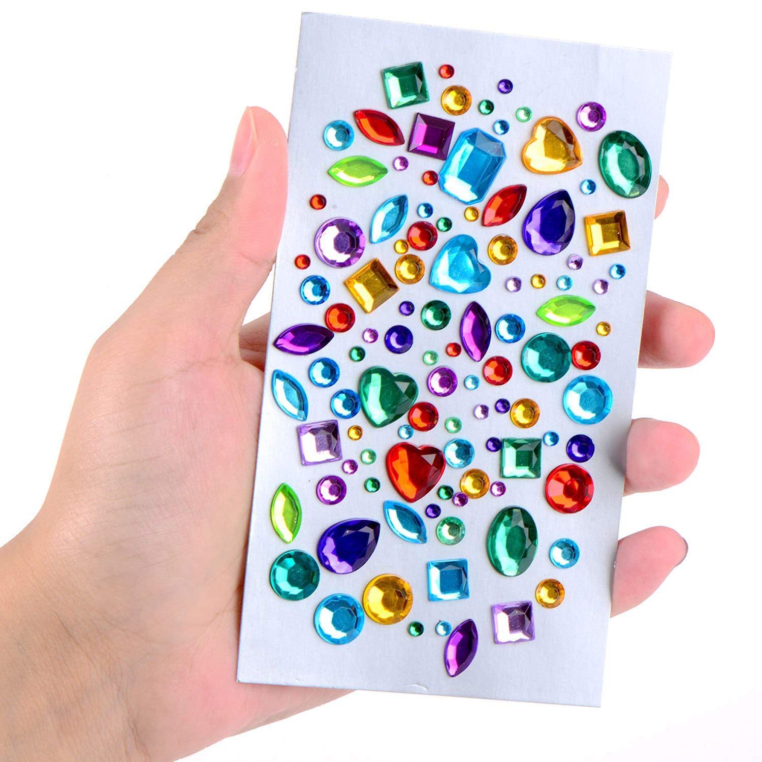 Multicolor Bling Craft Jewels Crystal Gem Stickers Assorted Size and Shapes Phogary 450pcs 10 Sheets Self-Adhesive Rhinestone Sticker 