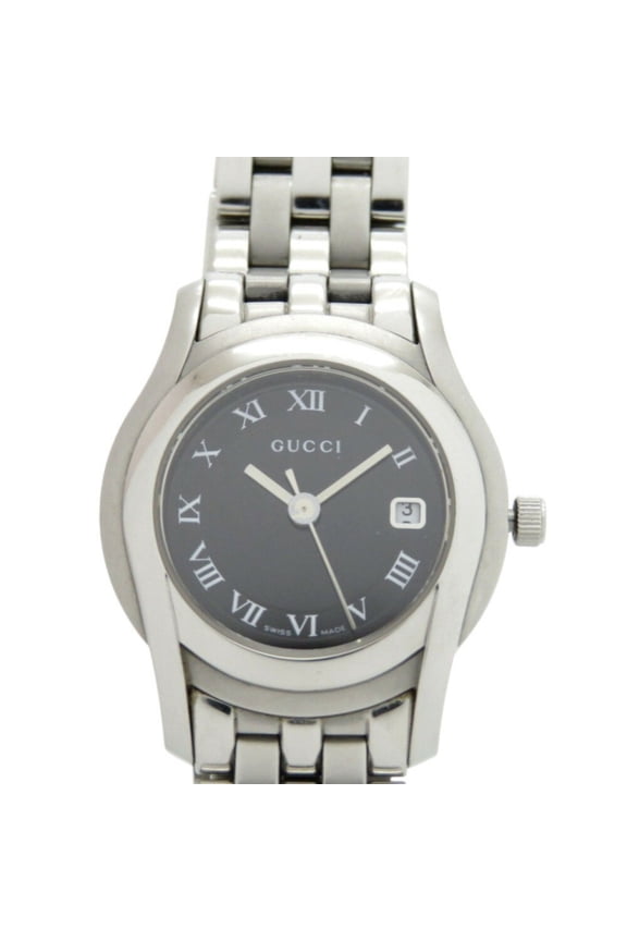Pre-Owned Gucci 5500L Stainless Steel Black and Silver Quartz Watch with Dial... (Fair)