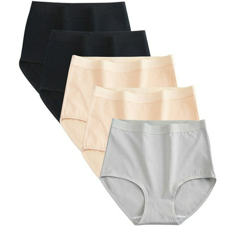 Noyal 5Pcs Women's Cotton Crotch Underwear Mid Low Rise Full Briefs  Breathable Ladies Regular Plus Size Panties 