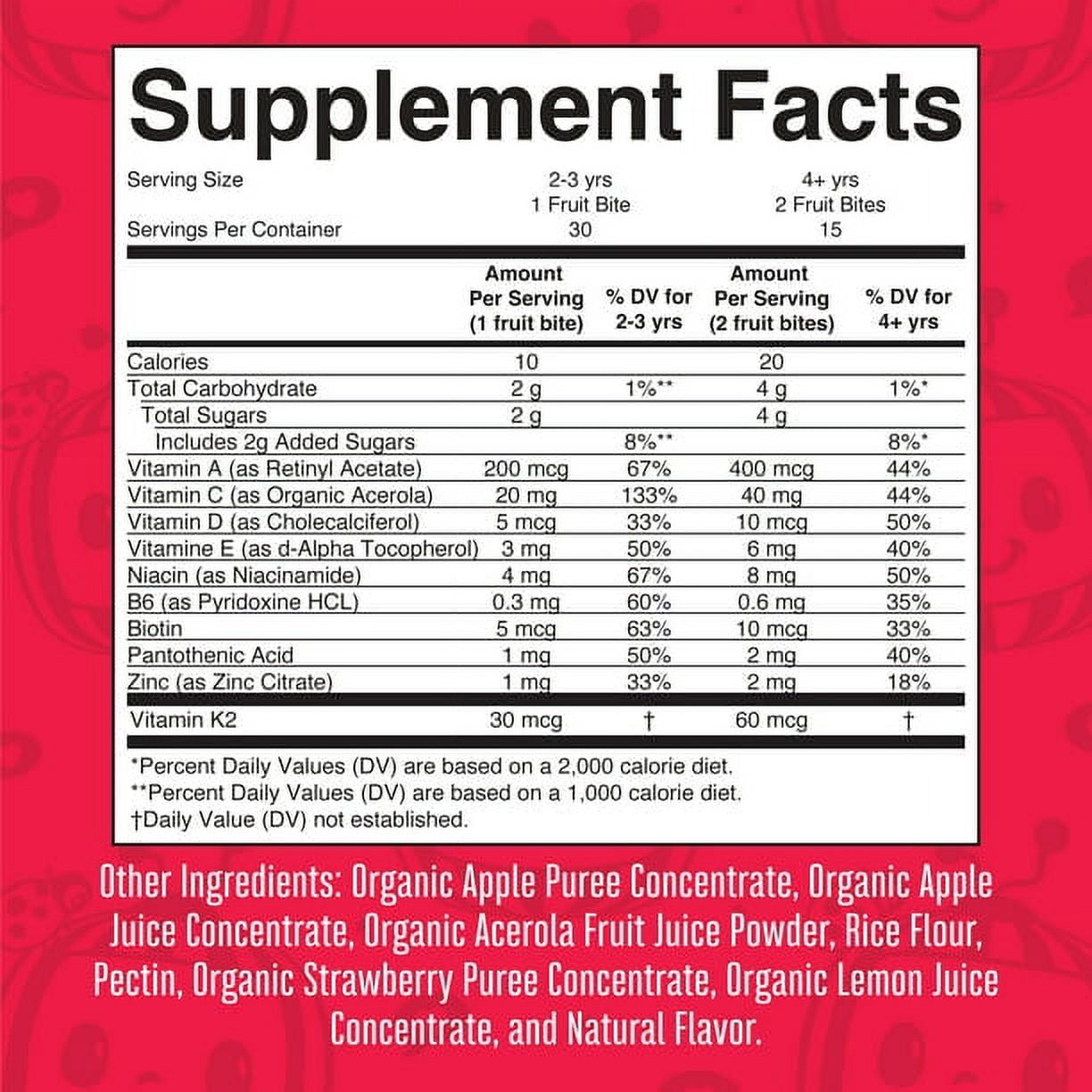 MaryRuth Organics Toddler Multivitamin Fruit Bites for Children's Health, Vegan Strawberry Gummies, 30 Count