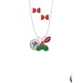 thumbnail image 2 of Delight Jewelry Silvertone Domed Black MSN Christmas Kiss Charm Necklace and Stud Earrings, 2 of 4