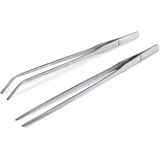 2pcs Stainless Steel Reptile Feeding Long Tongs Tweezers For Reptile, Lizards, Gecko, Spider, Tarantula