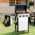 thumbnail image 6 of Segmart 3 Burner BBQ Propane Gas Grill, Stainless Steel 30,000 BTU Patio Garden Barbecue Grill with Folding Side Tables, Hanging Basket & Thermometer, Perfect for Camping, Outdoor Cooking, 6 of 9