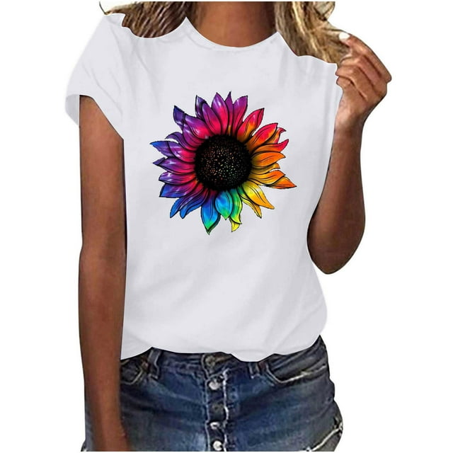 Birdeem T-Shirt Décontracté d'Été pour Femmes Manches Courtes Col Rond Ample Blouse Tops