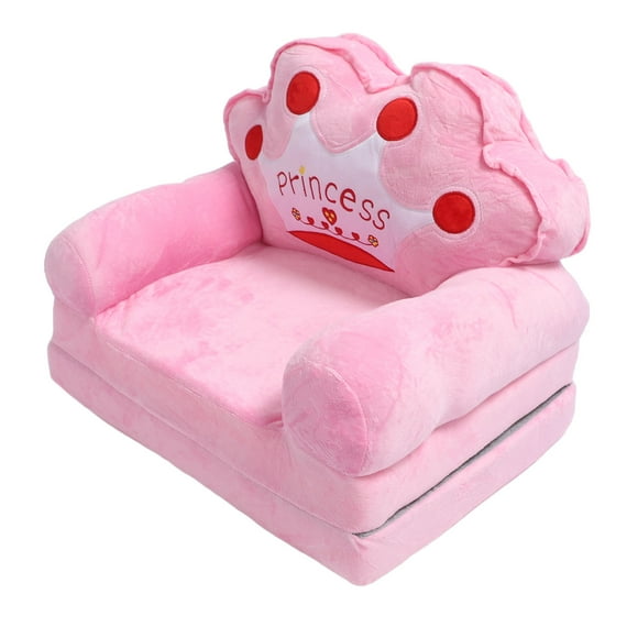 Toddler Chair With Foldable Design, Princess Tiara Sofa Bed For Girls, Kids Couch For Napping, Reading, Playing, Sleeping, Portable And Durable