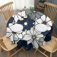 thumbnail image 3 of Blue Pioneer Flower Round Tablecloth 60" X 60",Wrinkle Wipeable Table Cloth for Kitchen Dining Room Picnic Patio Party, 3 of 6