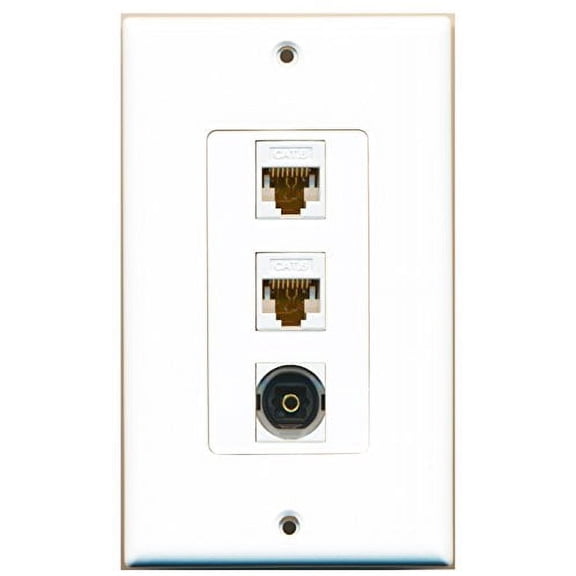 RiteAV - 1 Port Toslink 2 Port Cat6 Ethernet White Decorative Wall Plate Decorative