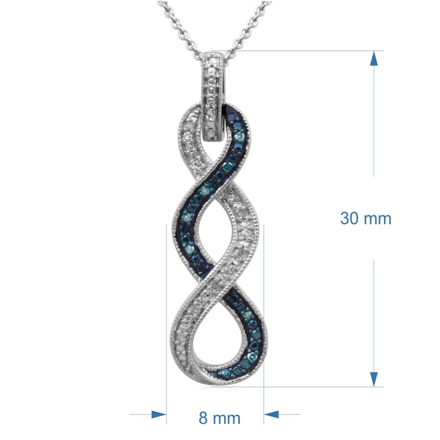 Round Blue & White Natural Diamond Mom & Baby Dog Pendant 925 Sterling Silver