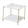 thumbnail image 4 of DOLITY Light Luxury Sofa Side Table Marble End Table Decor Small Apartment Double Layer White square, 4 of 8
