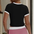 thumbnail image 3 of Plebaso Hauts Courts pour Femmes Manches Courtes Col Rond T-Shirts Ajustés Décontractés Mignons T-Shirts Basiques pour Femmes 2025, 3 of 7