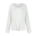 thumbnail image 4 of LWavelet Lace Long Sleeve Blouse Womens Plus Size Stylish Easy to Match Daily Casual Loose Fit Top White M, 4 of 4