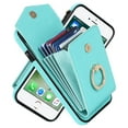 thumbnail image 5 of Wallet Case Compatible with iPhone 7/8/SE 2022 & 2020, Case with Card Holder,with a strap, RFID Blocking Leather Cover 360°Rotation Ring Kickstand Protective Bumper Designed for Phone,Mint, 5 of 10