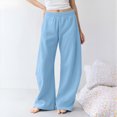 thumbnail image 4 of Womens Wide Leg Sweatpants Casual High Waist Baggy Jogger Pants with Pockets Loose Fit Lounge Trousers for Workout Travel Running Hiking Daily Wear Light Blue, 4 of 6