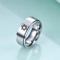 thumbnail image 4 of Judaism Star of David Stainless Steel Men's Spinner Ring with Necklace Chain, Religious Israel Jewish Magen David Star Rotatable Anti Anxiety Fidget Relieving Finger Ring, Silver, Size 10, 4 of 7