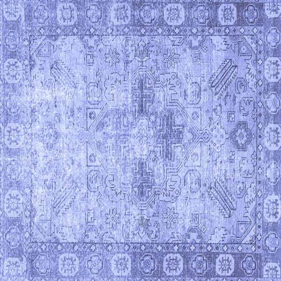 Ahgly Company Machine Washable Indoor Square Persian Blue Traditional Area Rugs, 5' Square