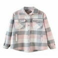 thumbnail image 1 of Womens Plaid Button Down Blouses Coat Thicken Jackets Cardigans Oversize Shirts S, 1 of 6