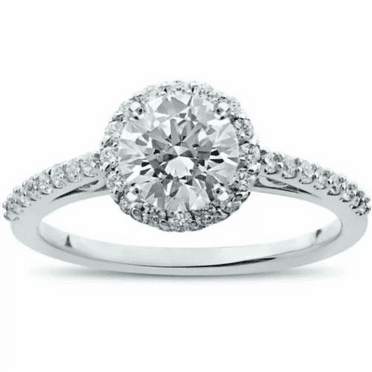 1.08CT Natural Diamond (SI1,I-J) 14K White Gold Vintage Halo Ring Fine Jewelry for Women Gifts