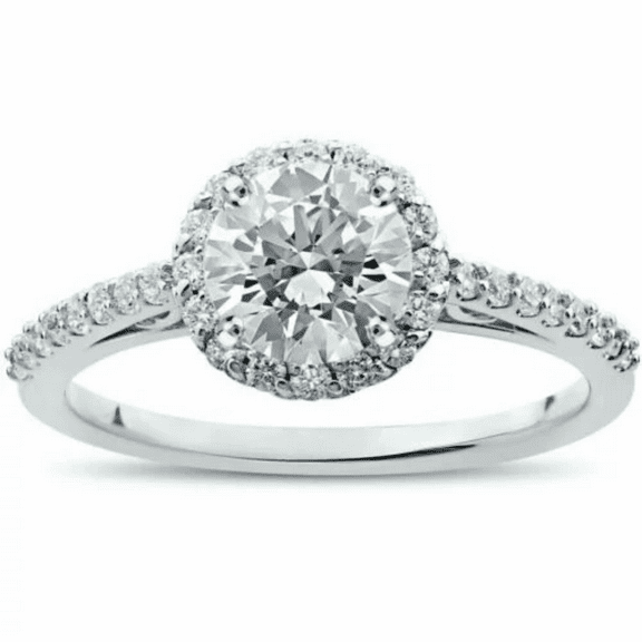 1.08CT Natural Diamond (SI1,I-J) 14K White Gold Vintage Halo Ring Fine Jewelry for Women Gifts