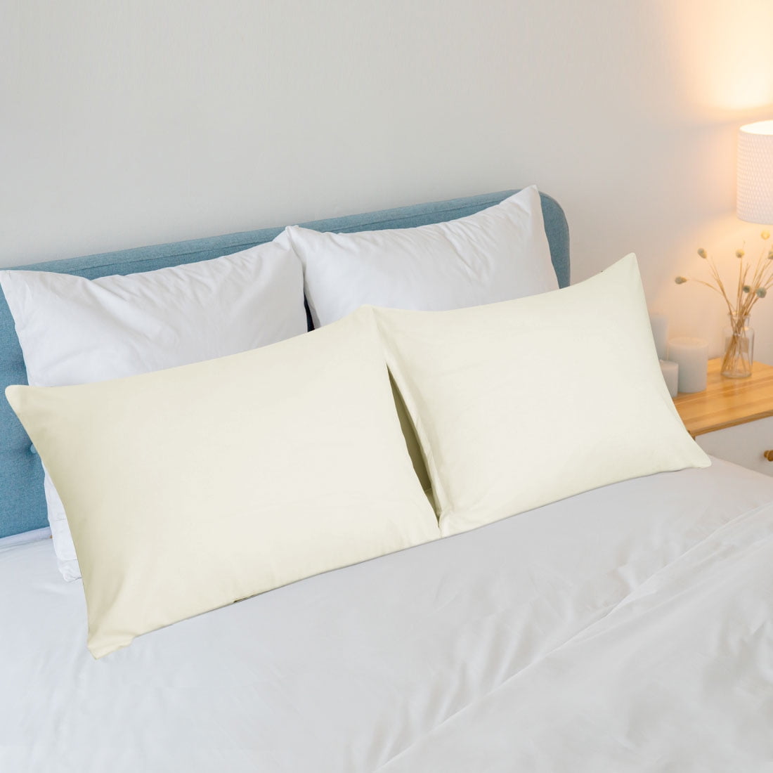 Unique Bargains 4-Piece Soft Microfiber Pillowcases Beige Queen(20"x30")